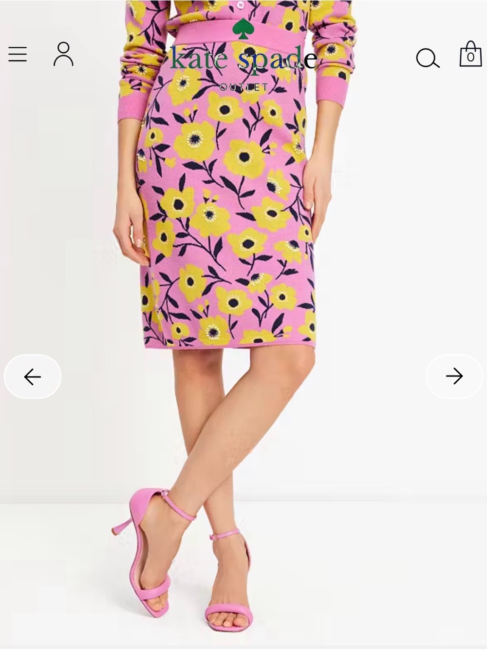 New kate spade sunshine Floral embellished Knit Pencil Skirt XS